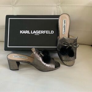 Karl Lagerfeld HENNIE Bronze Metallic Suede Shoes, Size 7.5